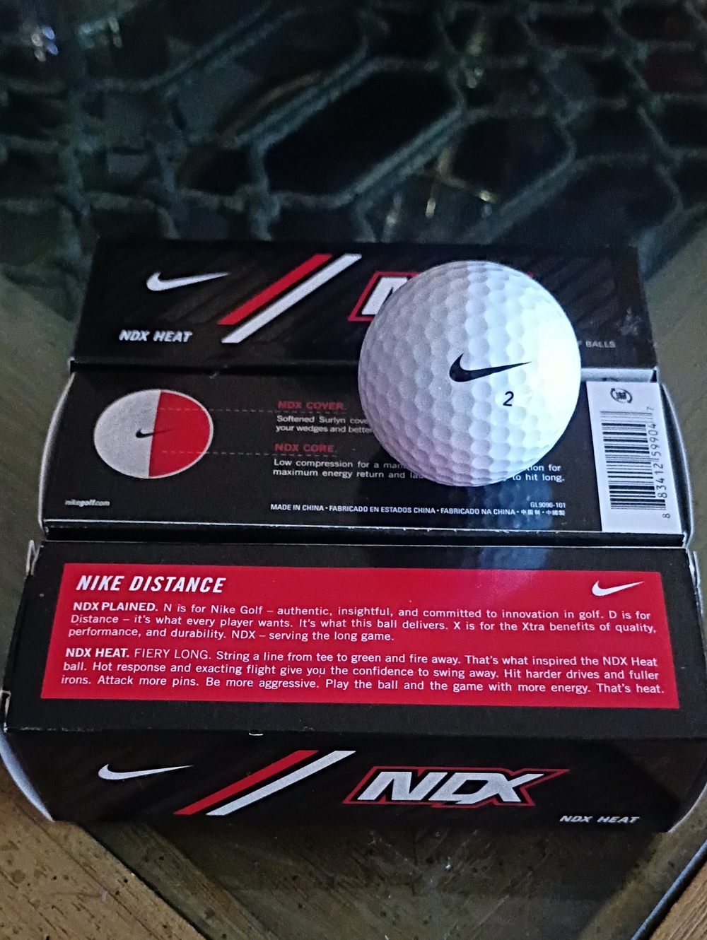 Nike White Golf Ball - Distance NDX with Black Swoosh, 3 Boxes, 9 Balls.